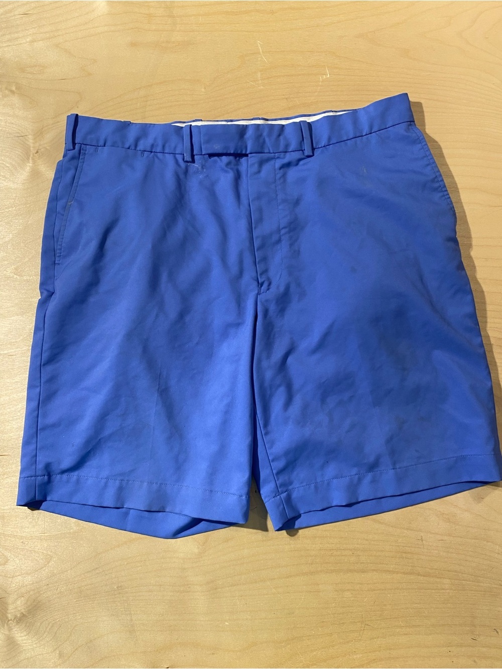 Ralph Lauren Royal Blue Flat-Front Cotton Shorts 38 (RS)
